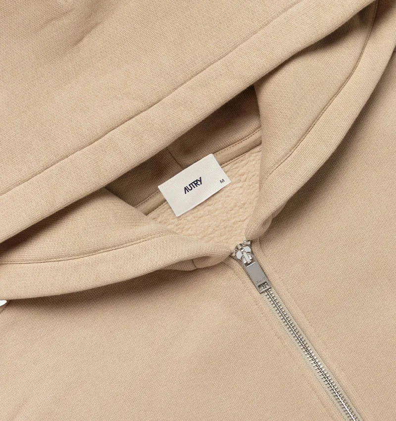AUTRY SWEAT À CAPUCHE ZIPPÉ UNISEXE BEIGE