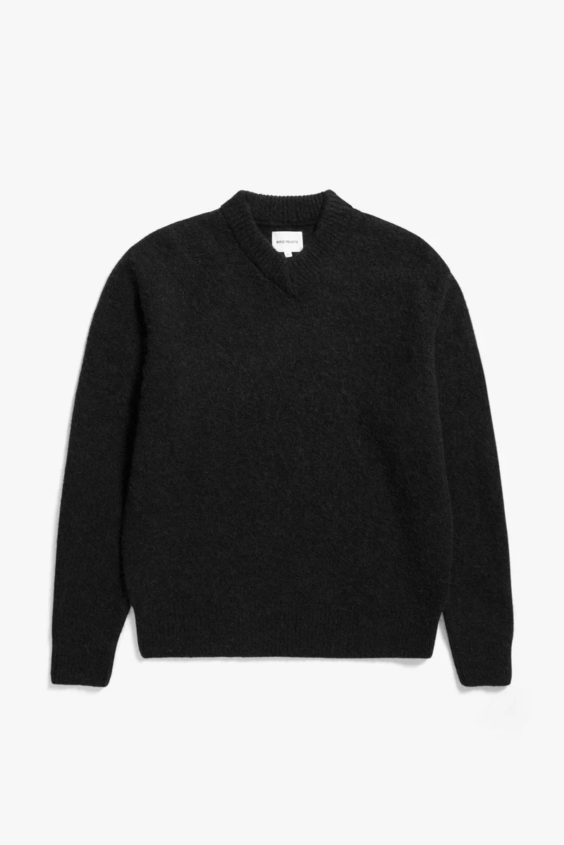 Rasmus Brushed V-Neck Sweater Black