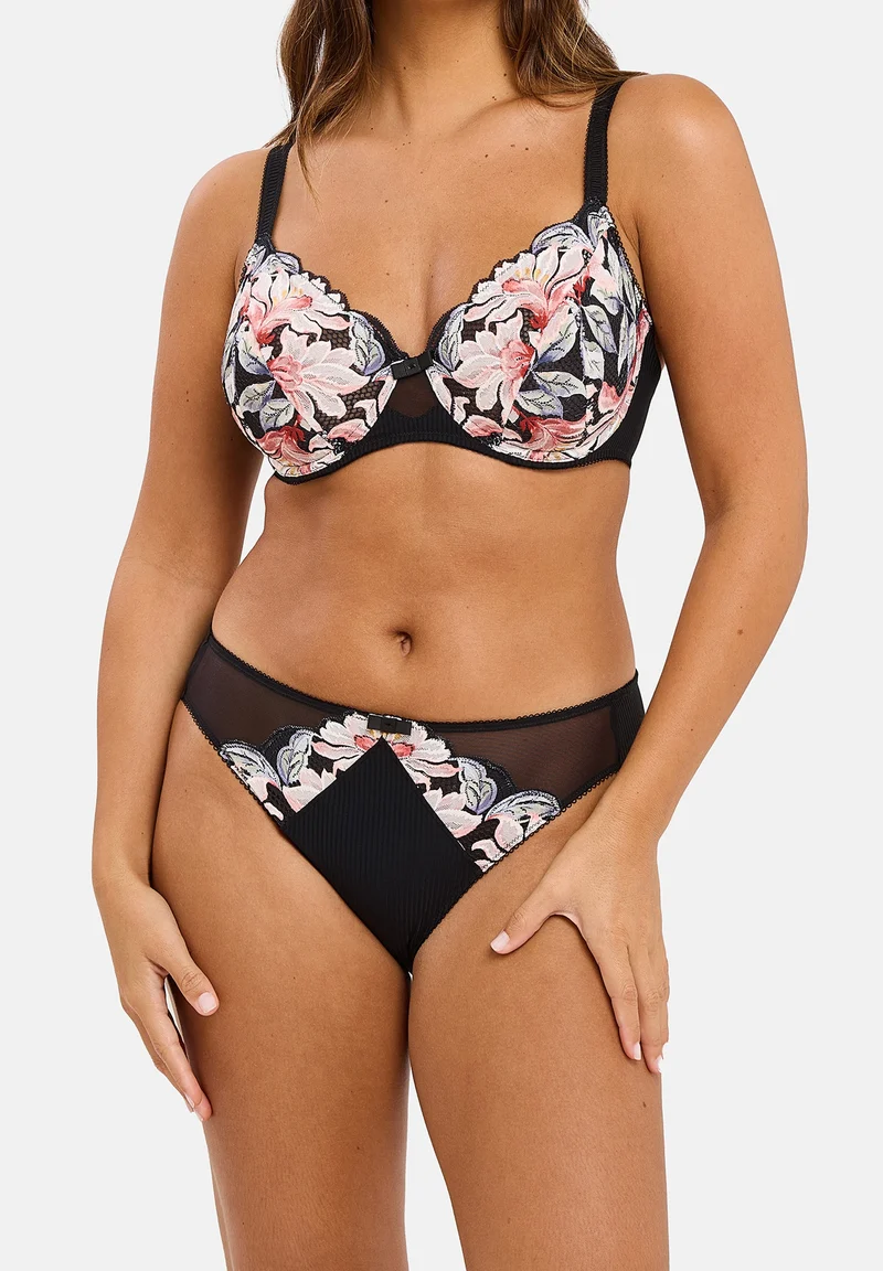 Slip Rosa Fantaisie Aquarelle Florale Noire