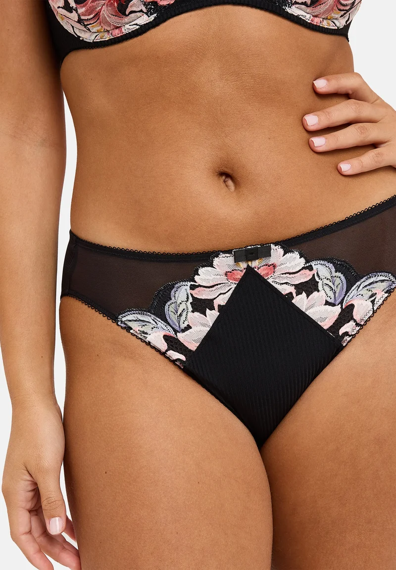 Slip Rosa Fantaisie Aquarelle Florale Noire