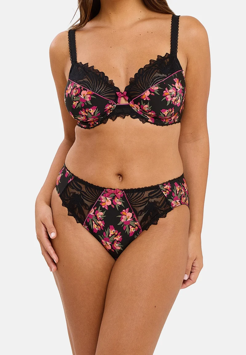 Slip Oriane Bouquets Noir & Rose