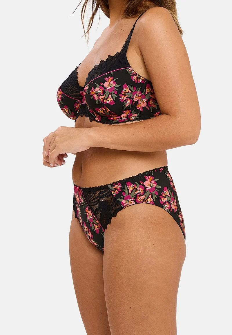 Slip Oriane Bouquets Noir & Rose