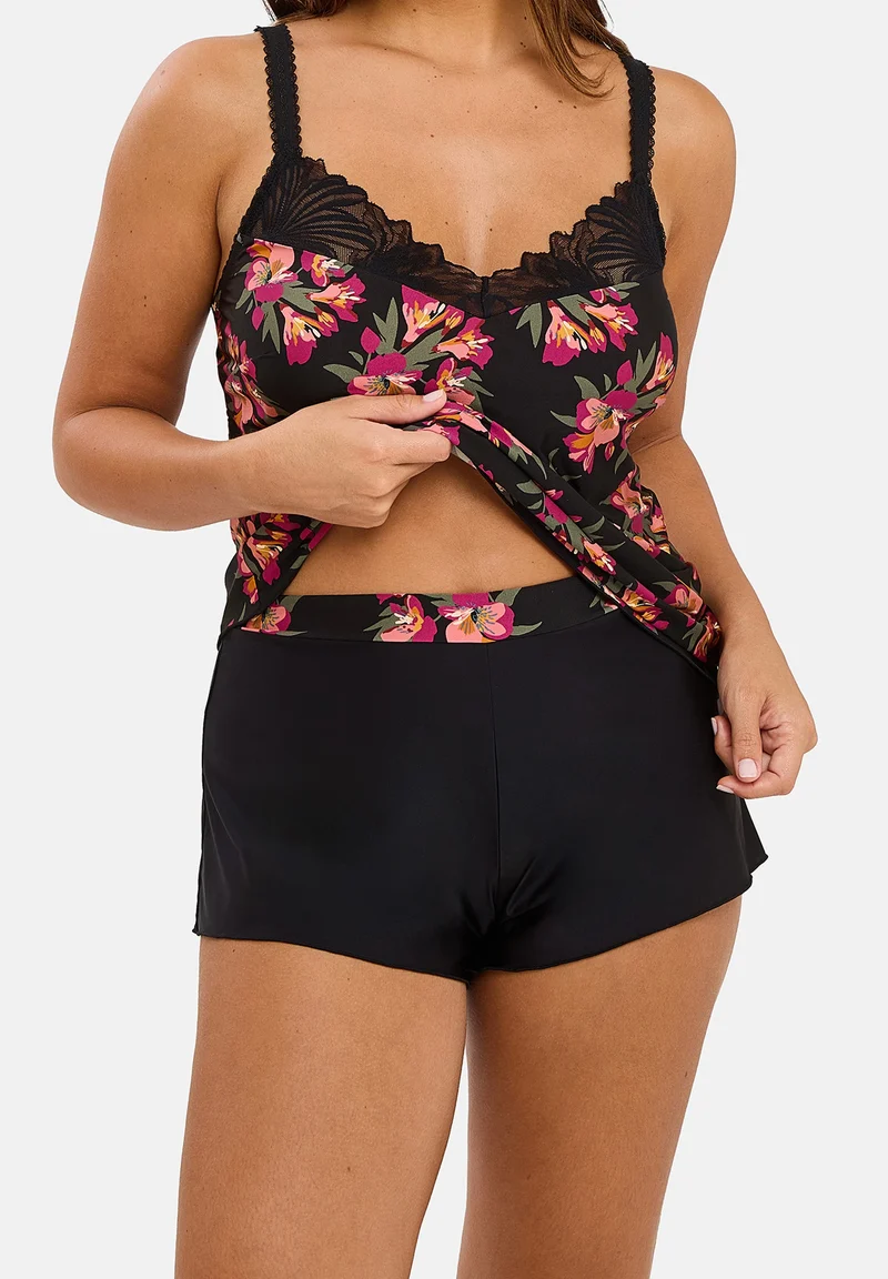 Short Oriane Bouquets Noir & Rose