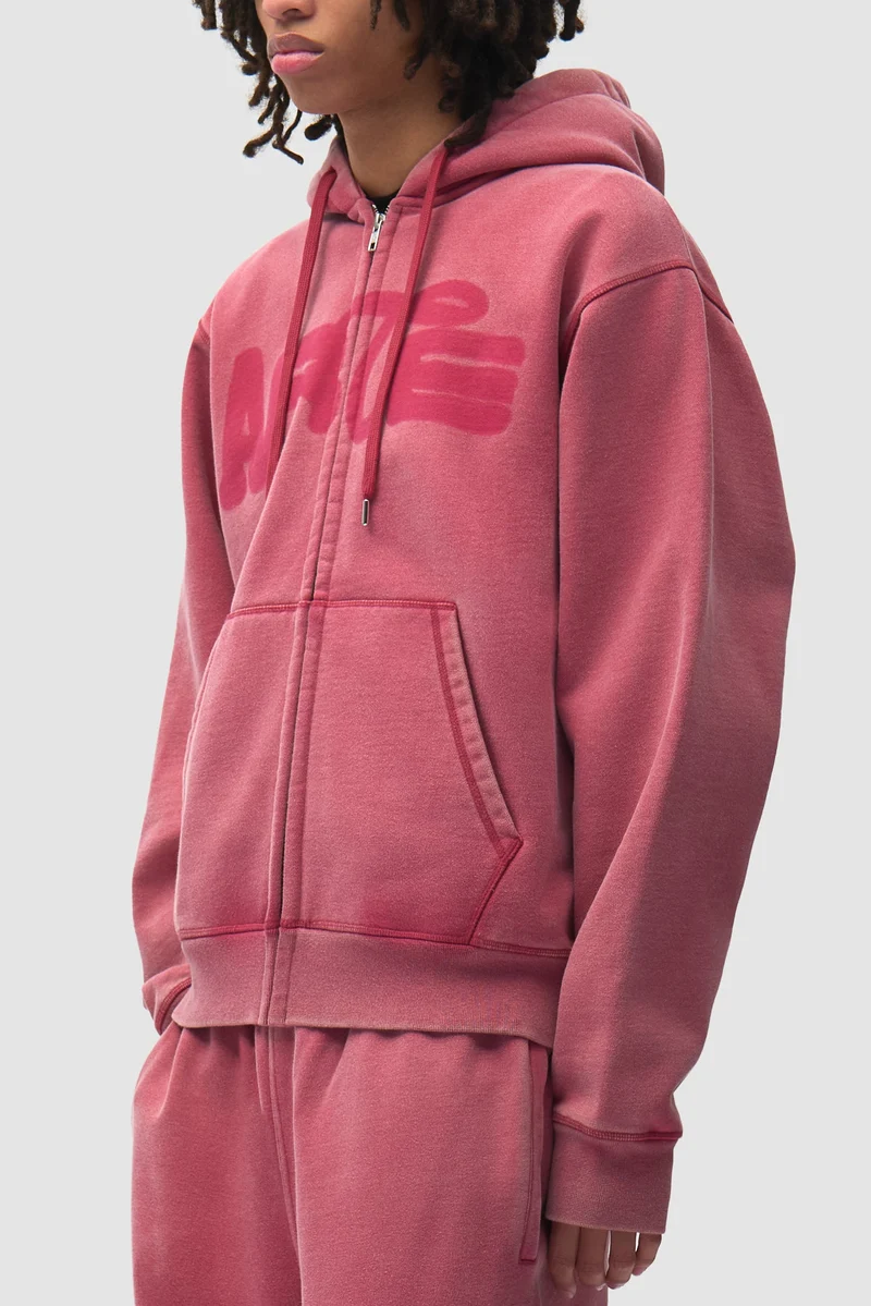Arte Antwerp STENCIL SUNFADE ZIP HOODIE Red