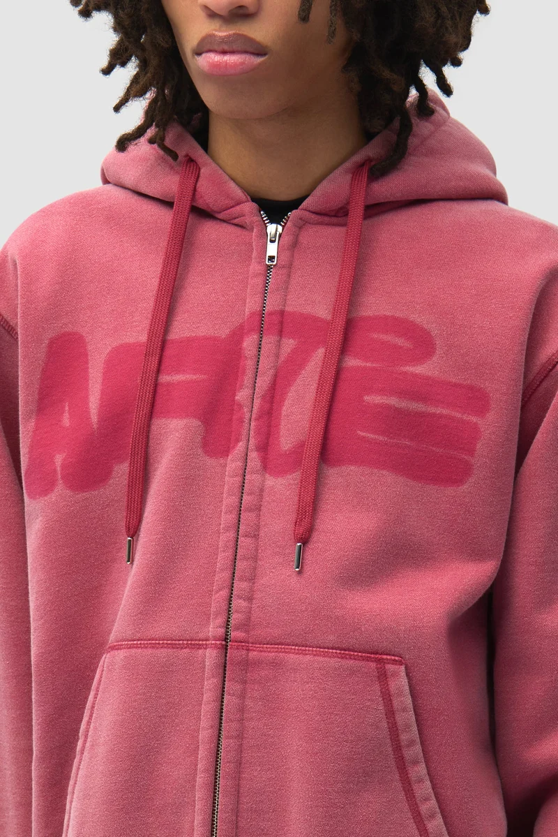 Arte Antwerp STENCIL SUNFADE ZIP HOODIE Red