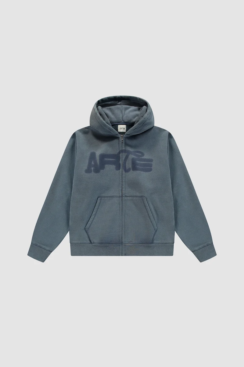 Arte Antwerp STENCIL SUNFADE ZIP HOODIE Navy