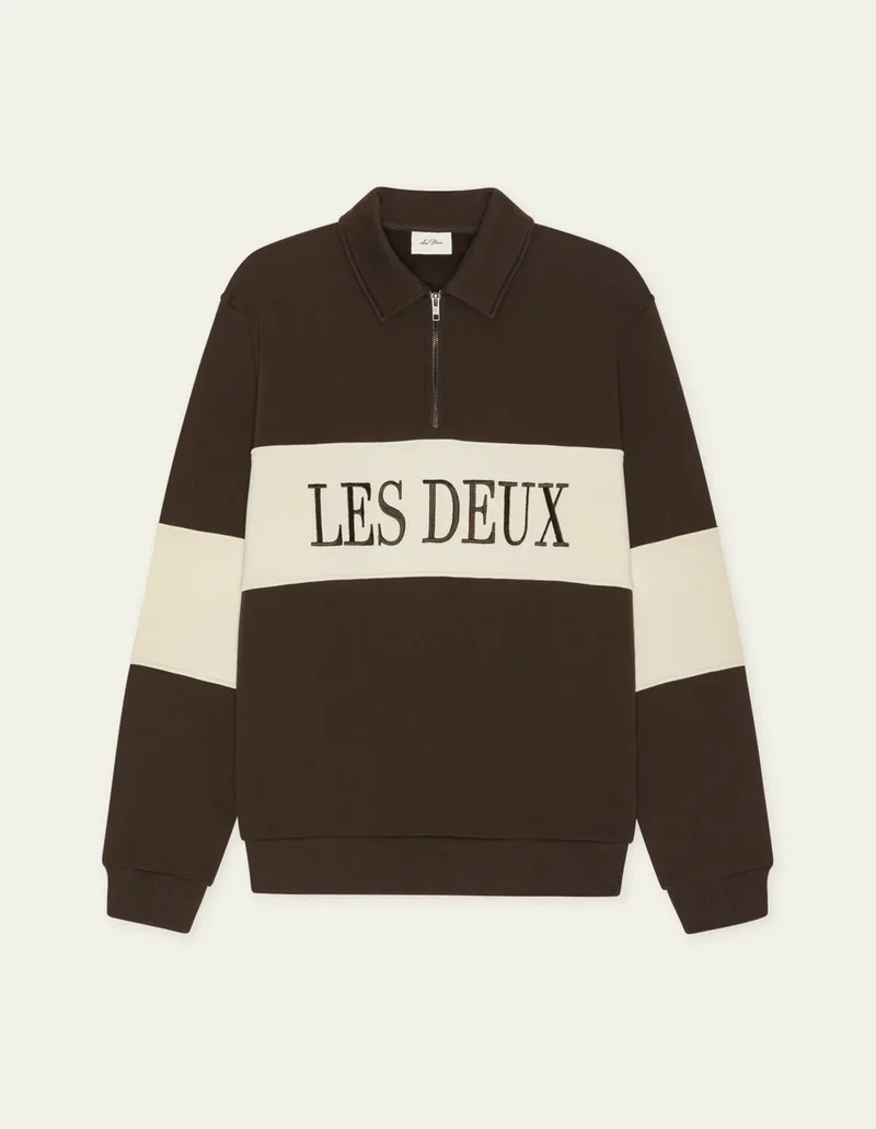 Les Deux ZIPPER RUGBY SWEATSHIRT Mole Brown