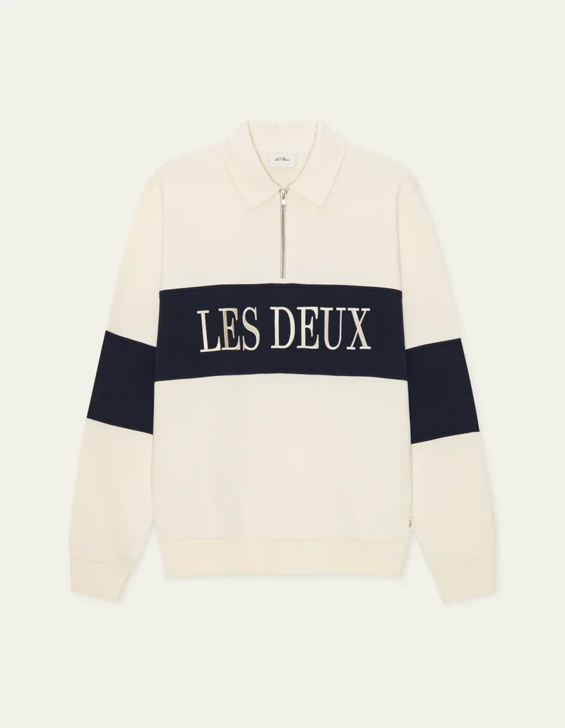 Les Deux ZIPPER RUGBY SWEATSHIRT Ivory