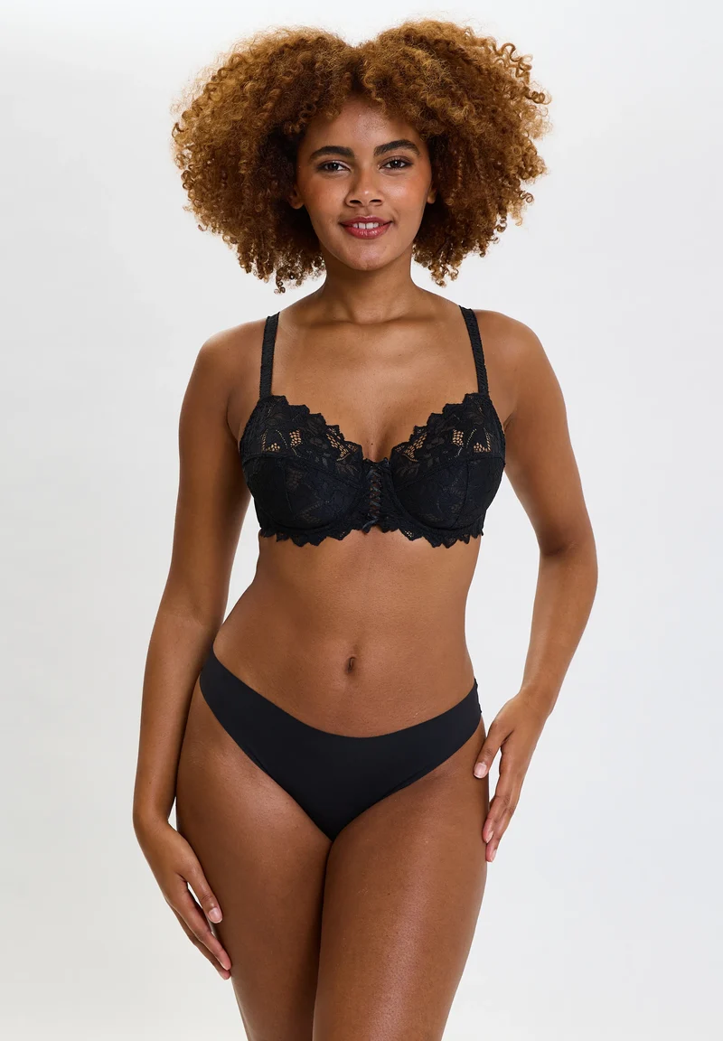 Lot de 3 tangas en microfibre Discrète Noir