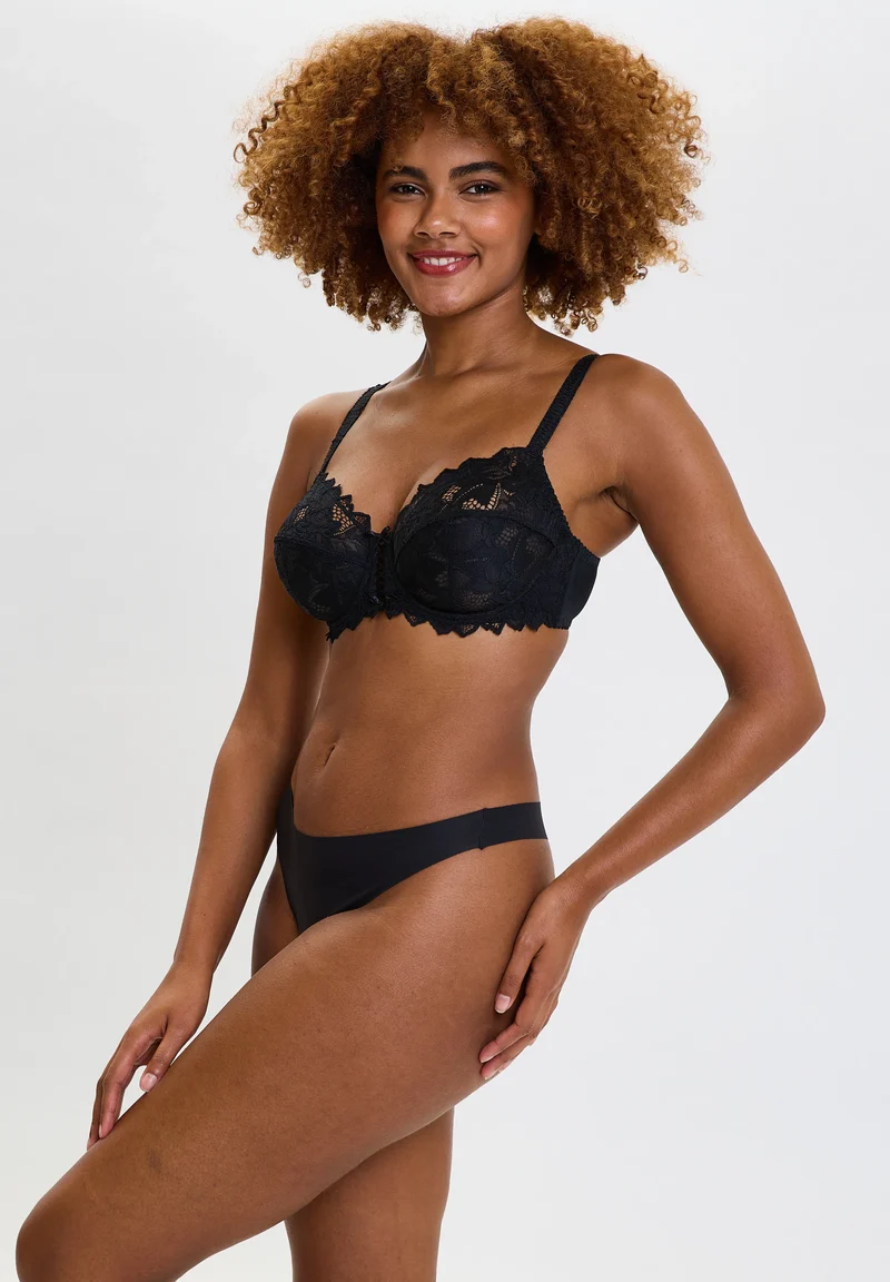 Lot de 3 strings en microfibre Discrète Noir