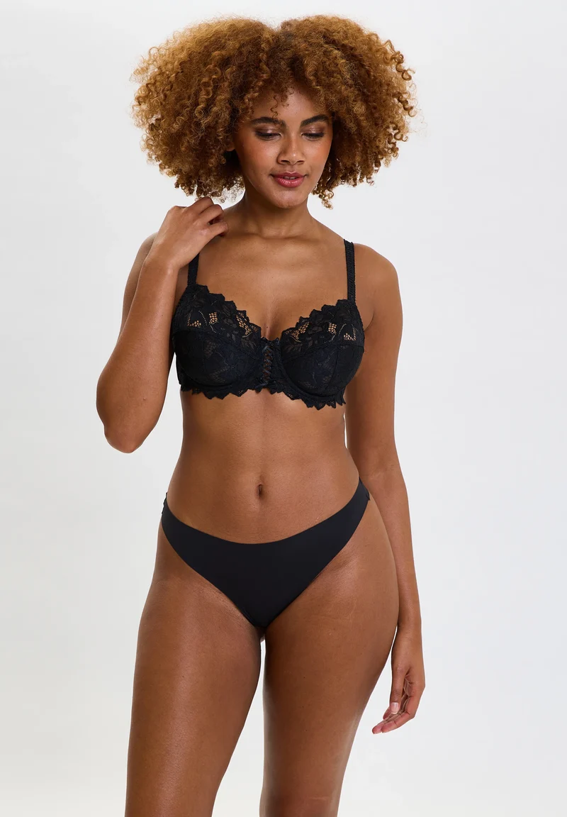 Lot de 3 strings en microfibre Discrète Noir