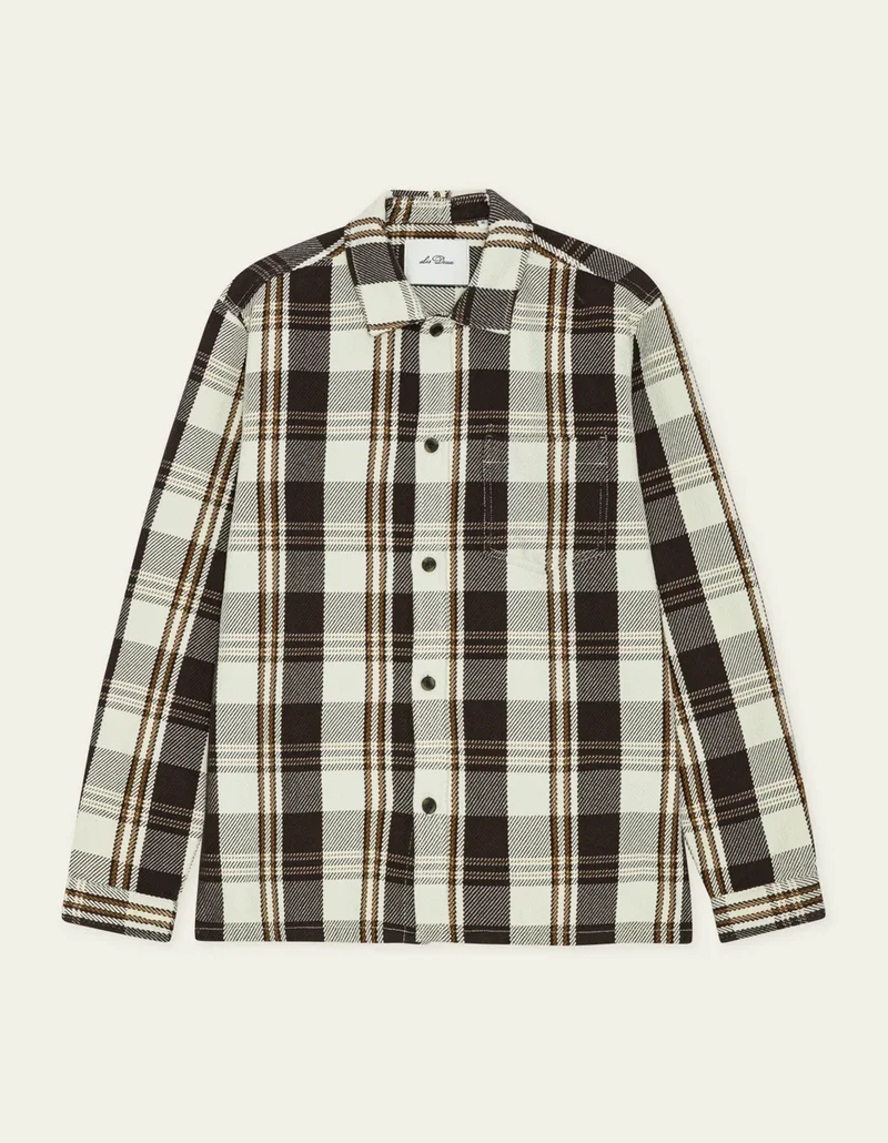 Les Deux STRUCTURED CHECK OVERSHIRT Dark Sand
