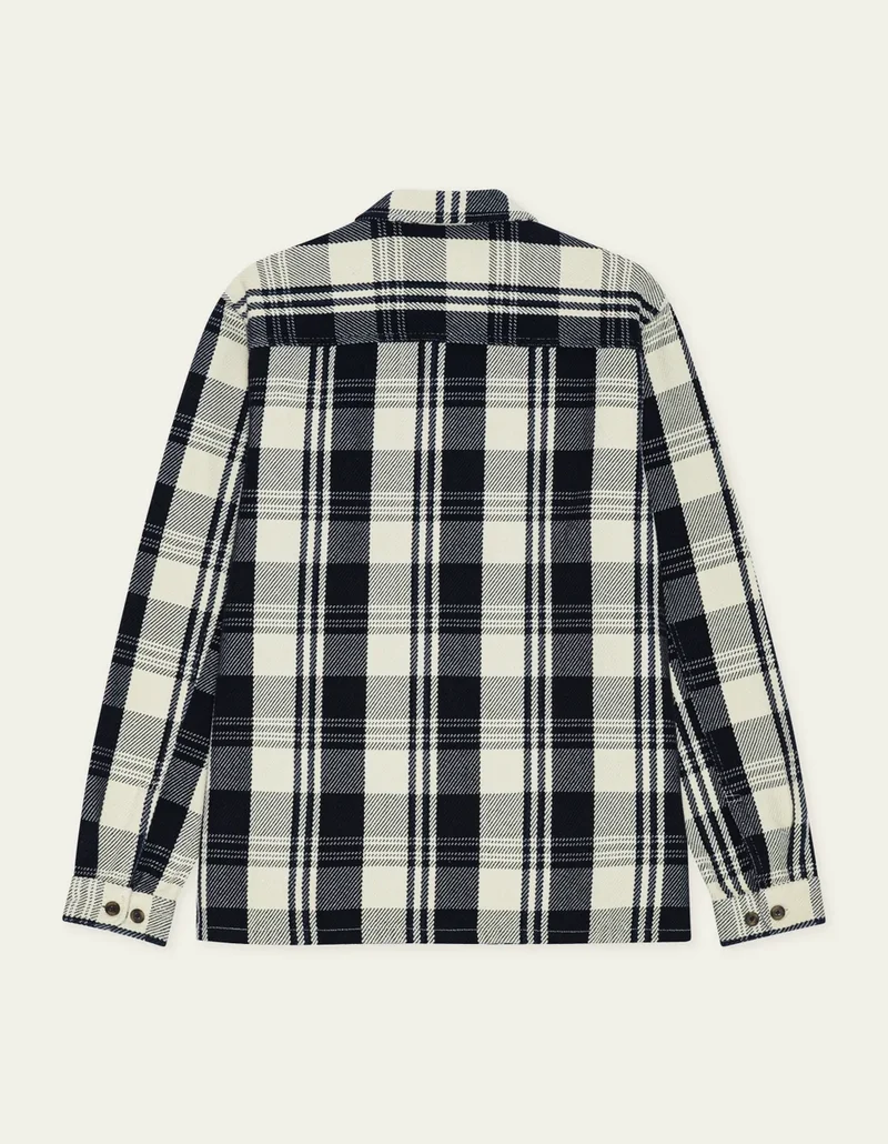 Les Deux STRUCTURED CHECK OVERSHIRT Dark Navy Blue