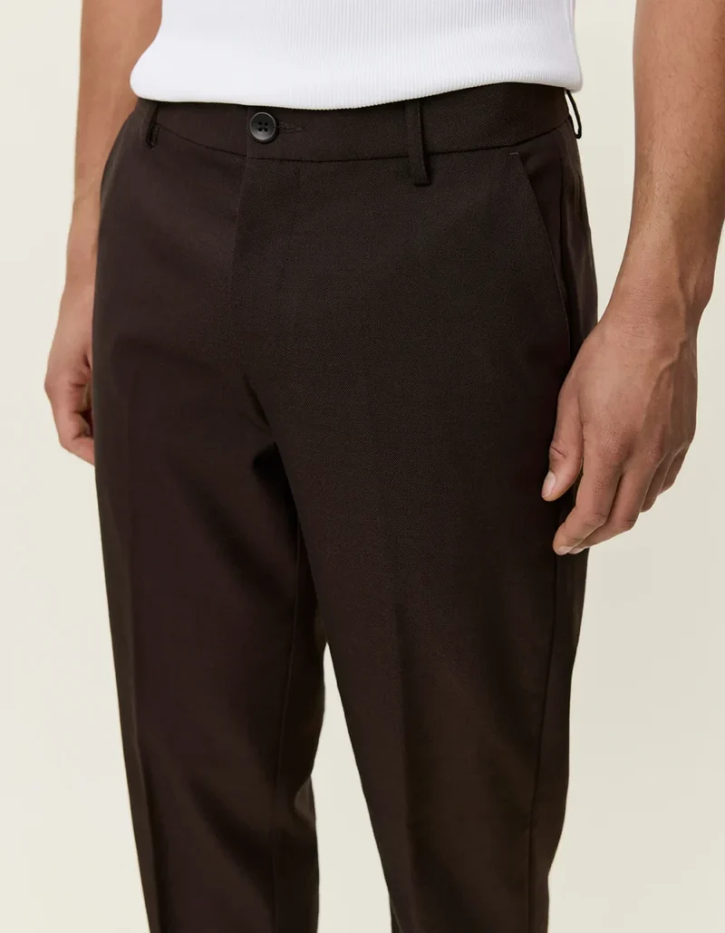 Les Deux BRUSHED TWILL REG SUIT PANTS Mole Brown