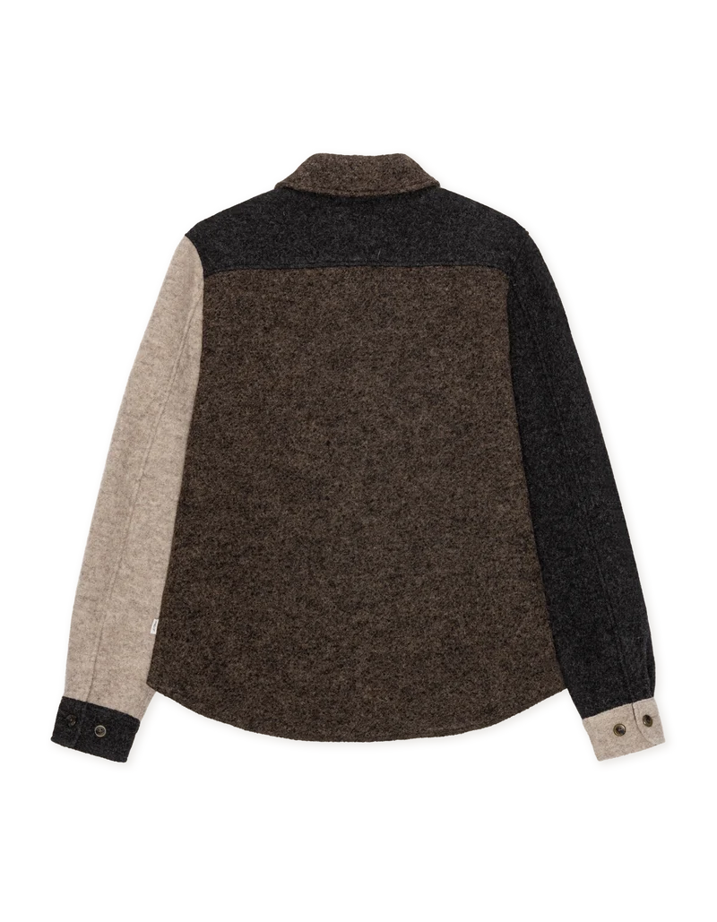 Les Deux WOOL COLOURBLOCK OVERSHIRT Mole Brown