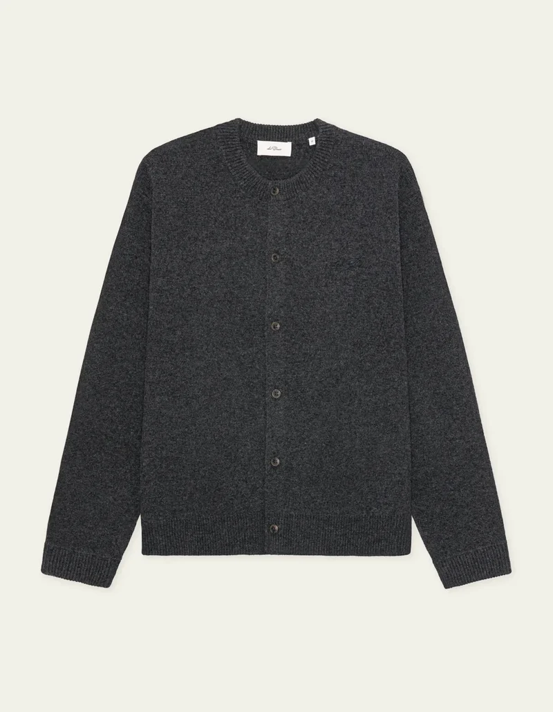 Les Deux KNITTED ROUNDNECK CARDIGAN Charcoal Melange