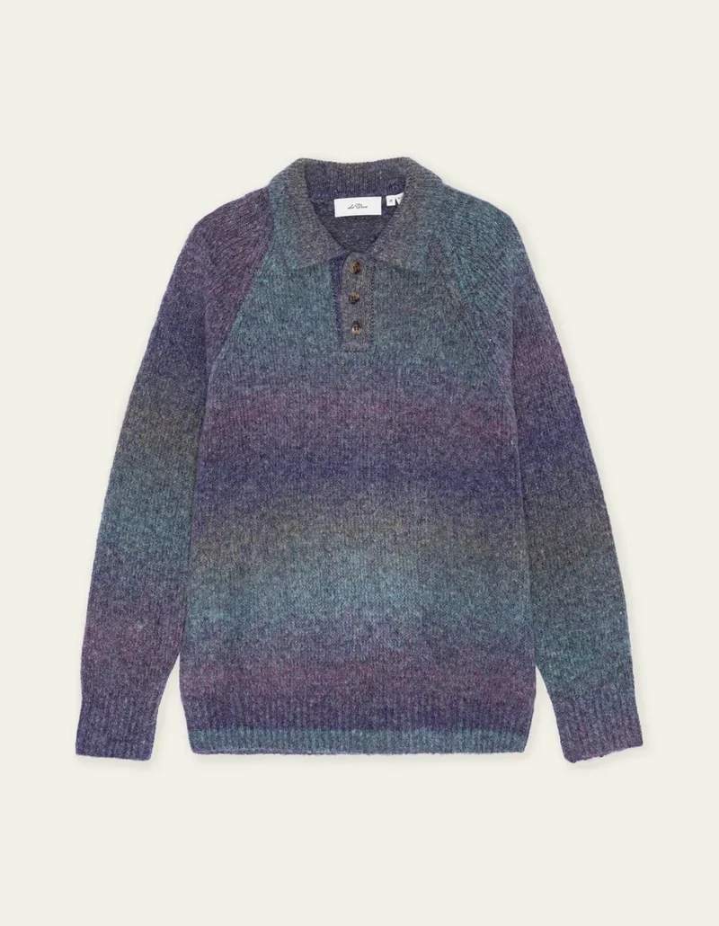 Les Deux GRADIENT KNITTED POLO Spiced Plum Purple