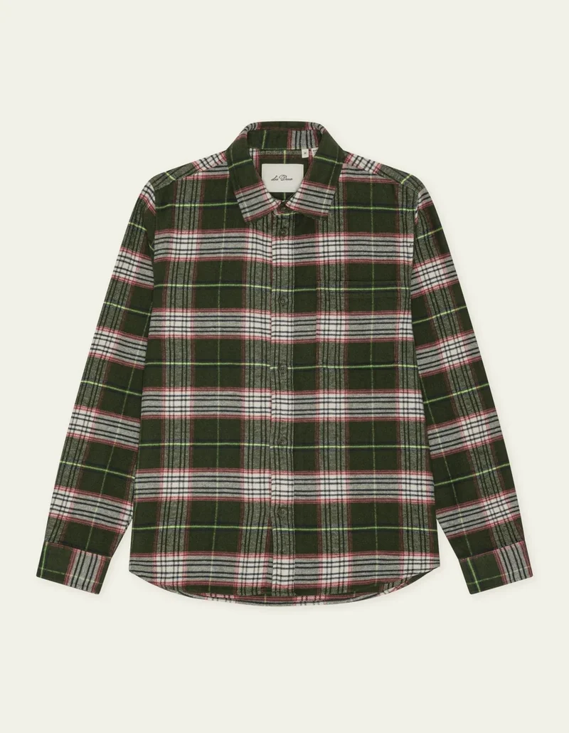 Les Deux CHECK OVERSHIRT Rosin Green