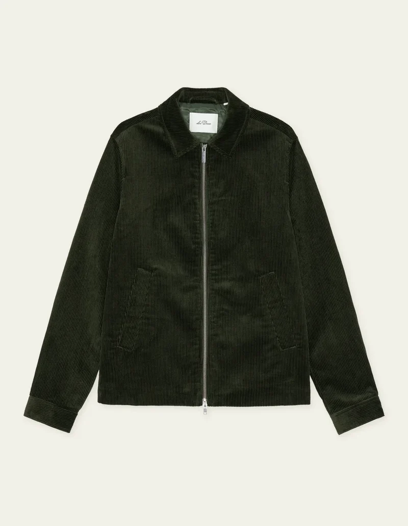 Les Deux CORDUROY ZIPPER COACH JACKET Rosin Green