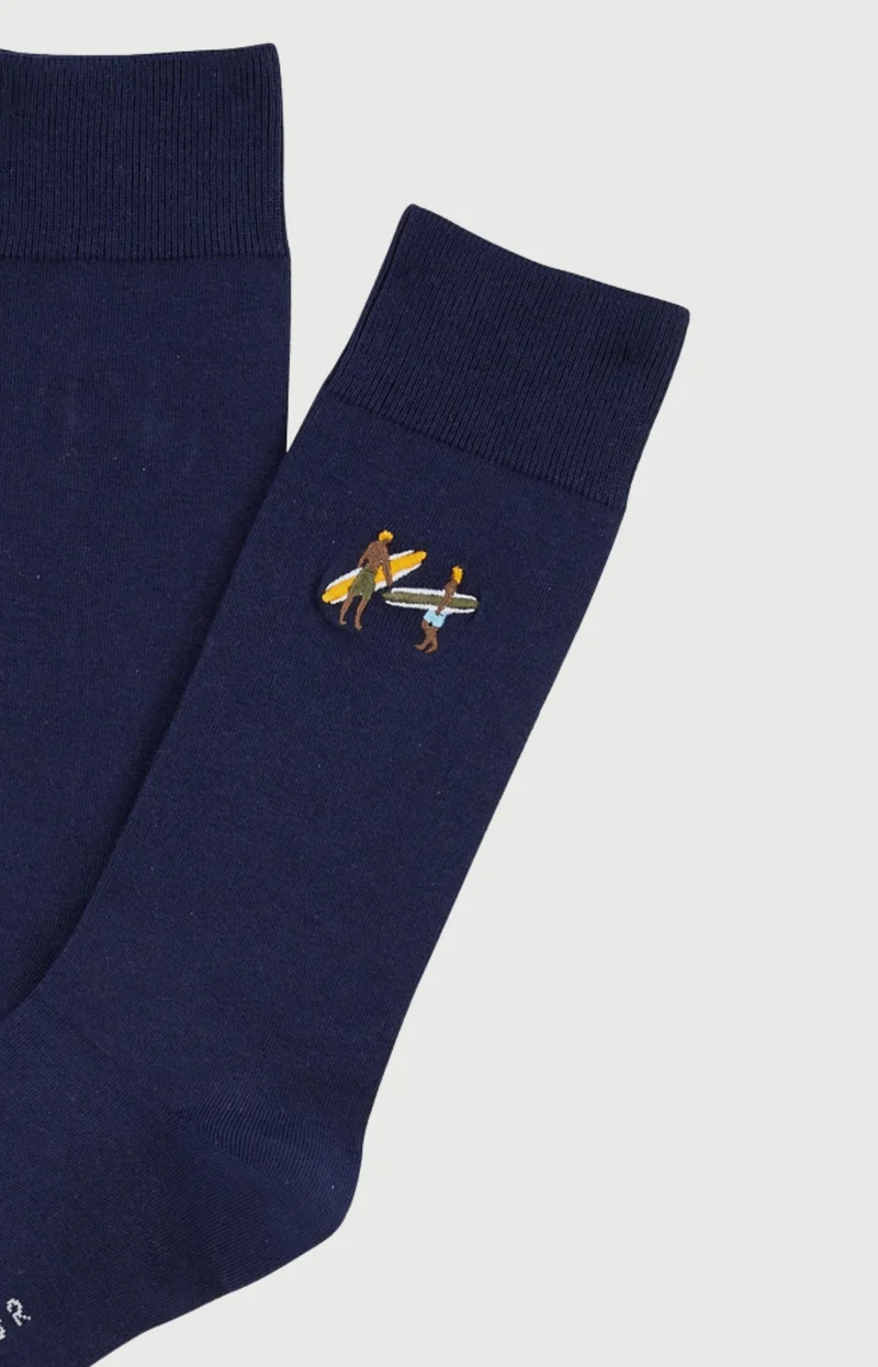 Chaussettes brodées en coton - Surf