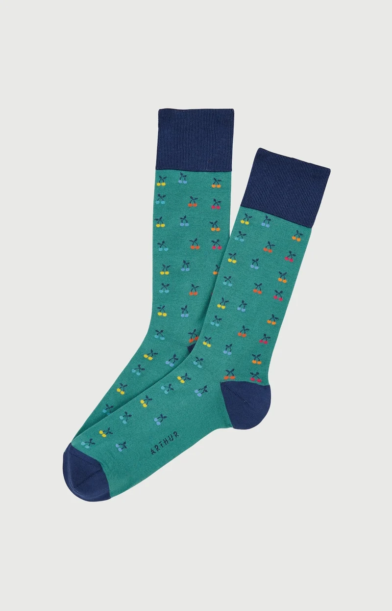 Chaussettes en coton - Cerise Vert
