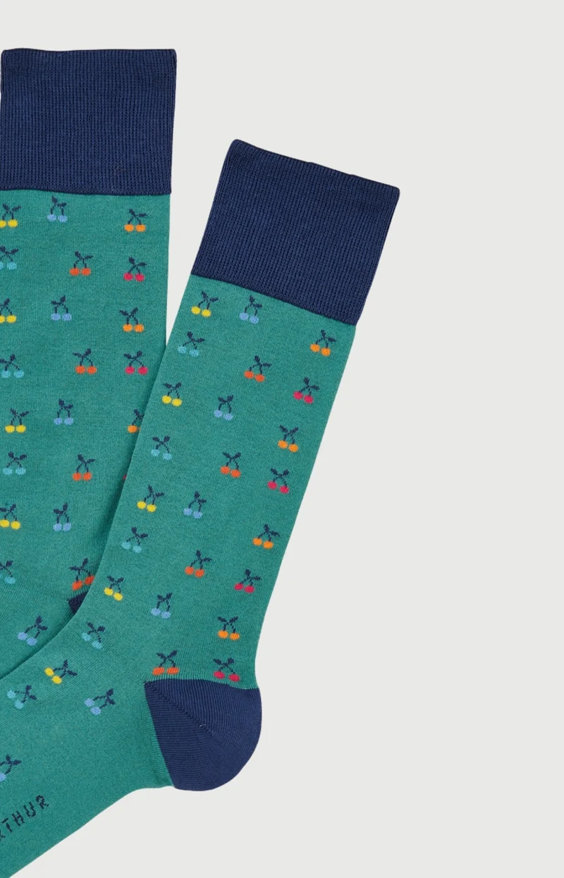 Chaussettes en coton - Cerise Vert