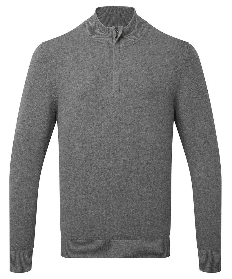 Charcoal - Men's cotton blend ¼ zip sweater