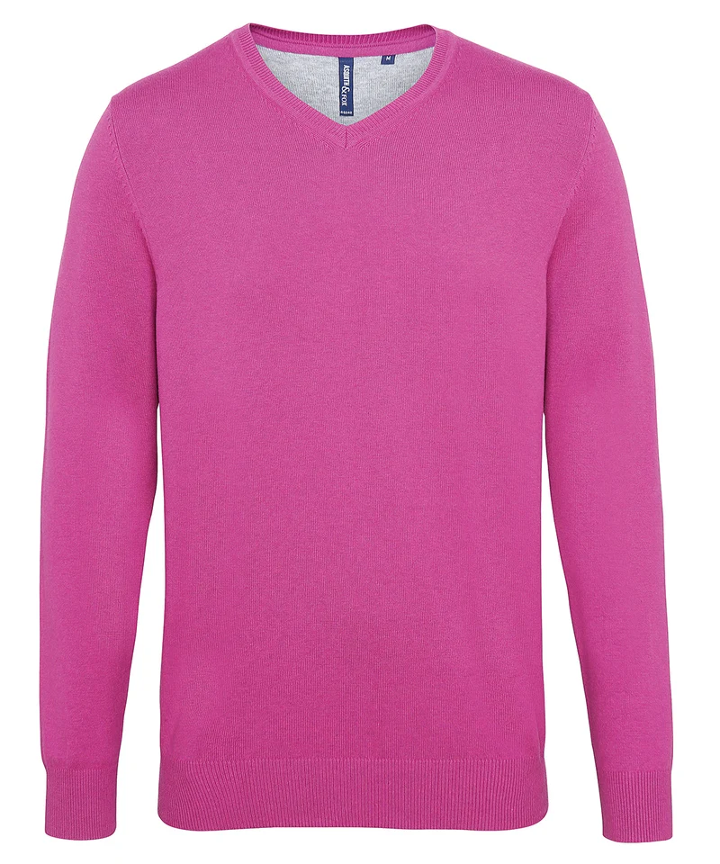 Orchid Heather - Men's cotton blend v-neck sweater