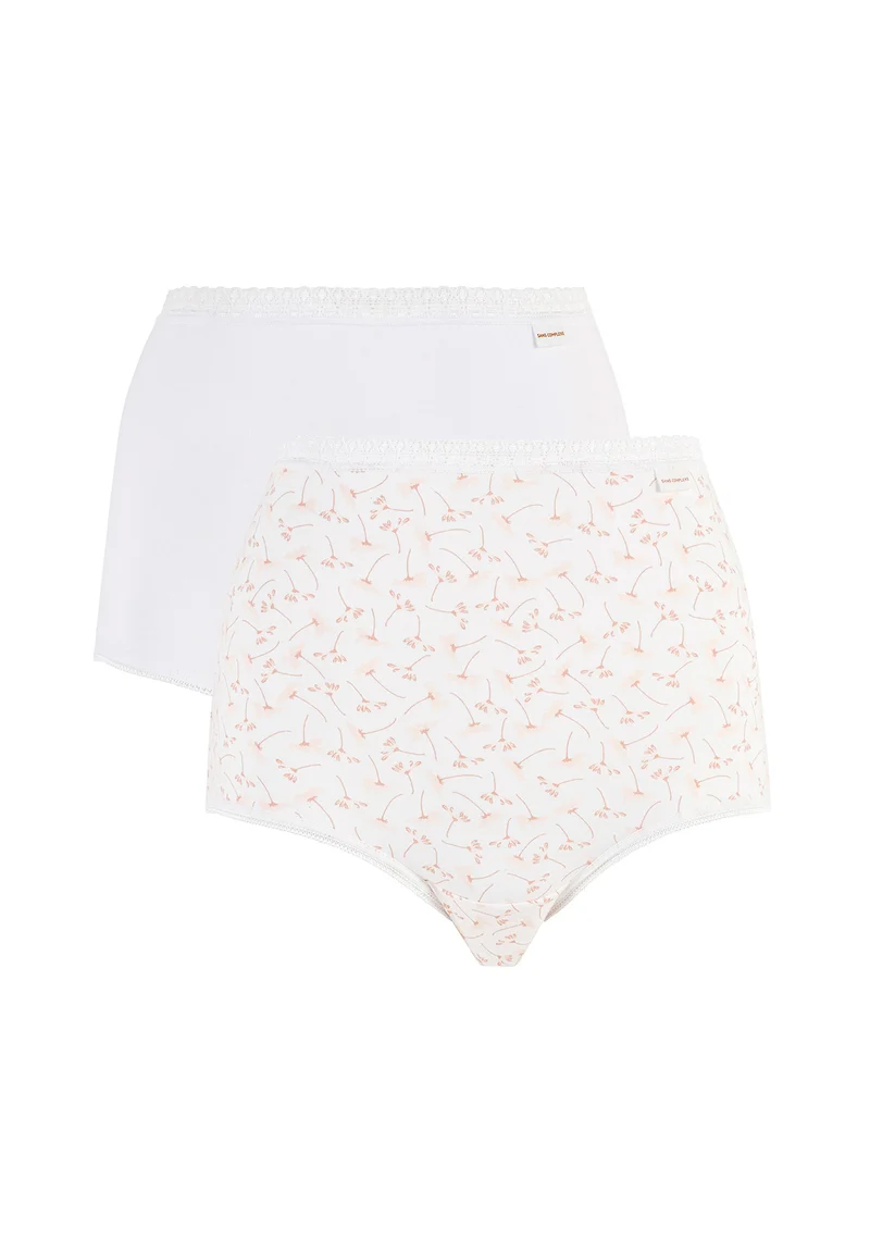 Lot de 2 culottes Classique Coton Blanc et Imprimé Floral