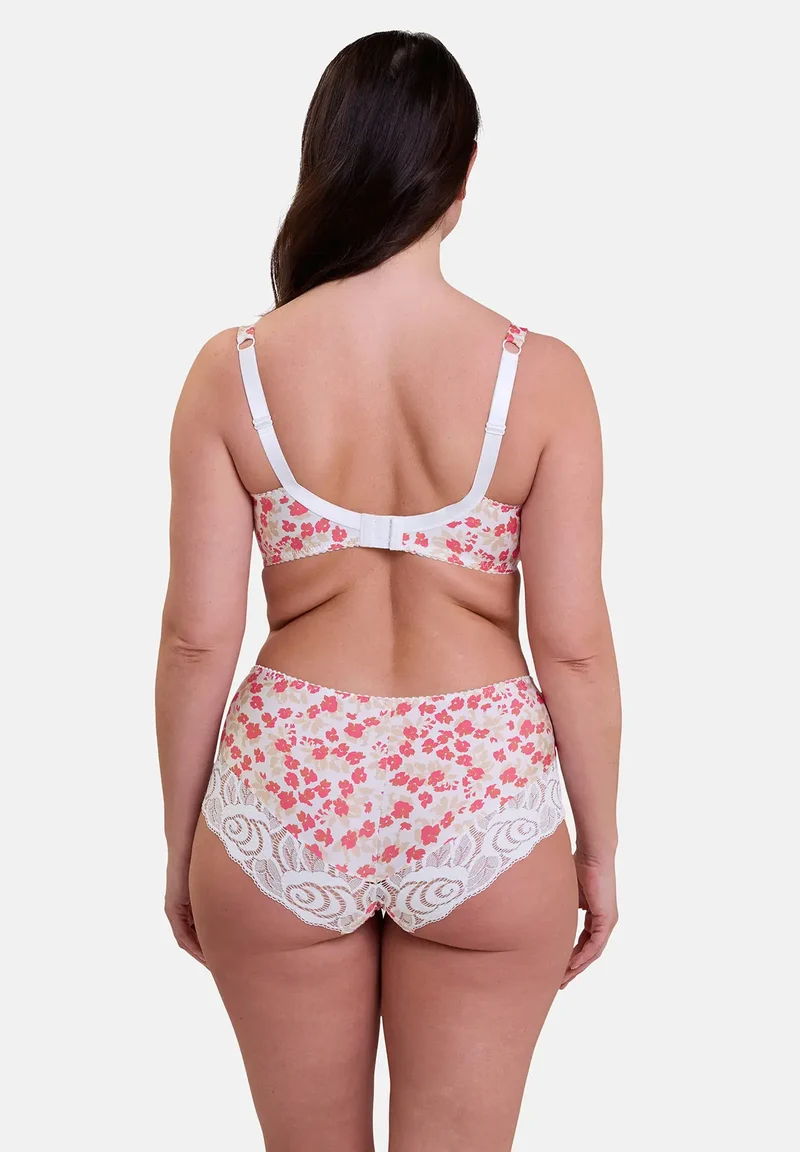 Shorty Amélie Print Imprimé Floral Blanc et Rouge