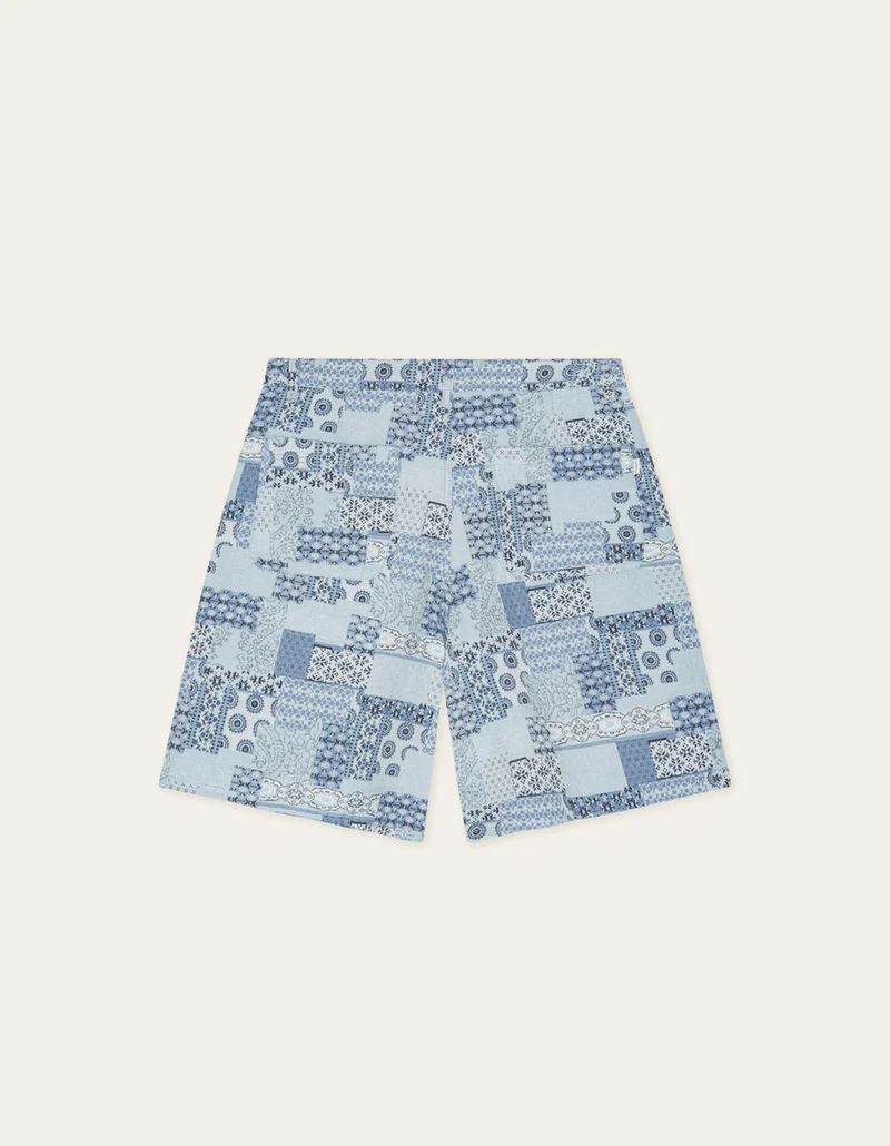 Les Deux PATCHWORK JACQUARD SHORTS Skyway Blue