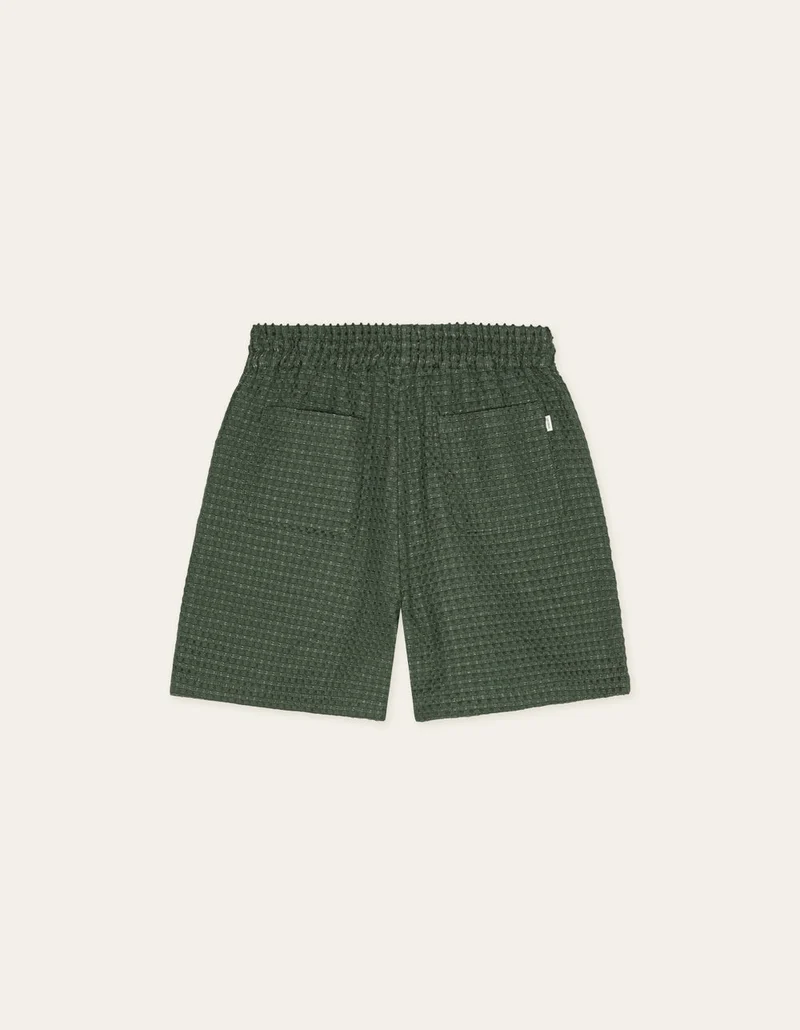 Les Deux CHECK SEERSUCKER SHORTS Pine Green