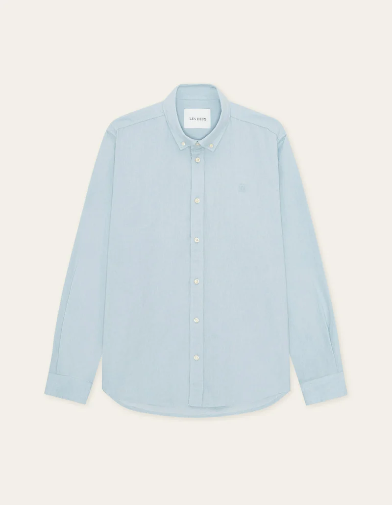 Les Deux COTTON LINEN L/S SHIRT Skyway Blue