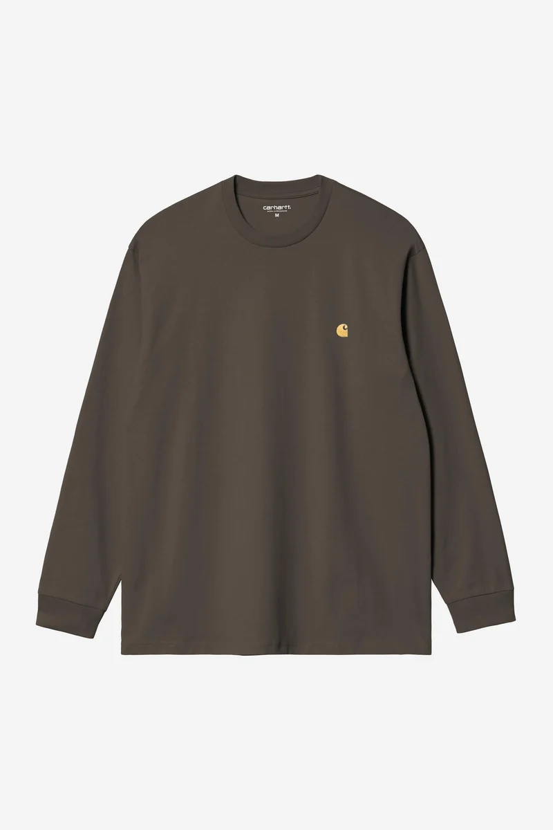 Carhartt Wip CHASE L/S TEE Shungite / Gold