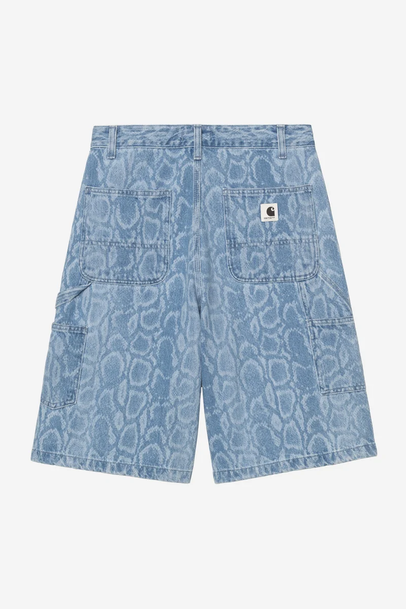 Carhartt Wip W SNAKE DOUBLE KNEE SHORT Snake Camo Blue bleached