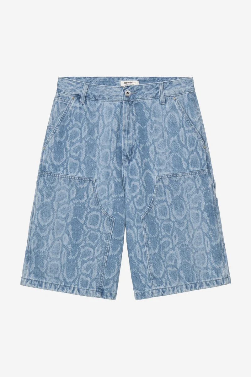 Carhartt Wip W SNAKE DOUBLE KNEE SHORT Snake Camo Blue bleached