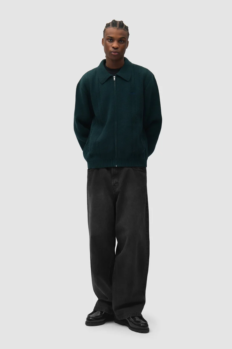 Arte Antwerp CABLE KNIT ZIP CARDIGAN Green
