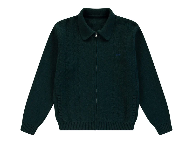 Arte Antwerp CABLE KNIT ZIP CARDIGAN Green