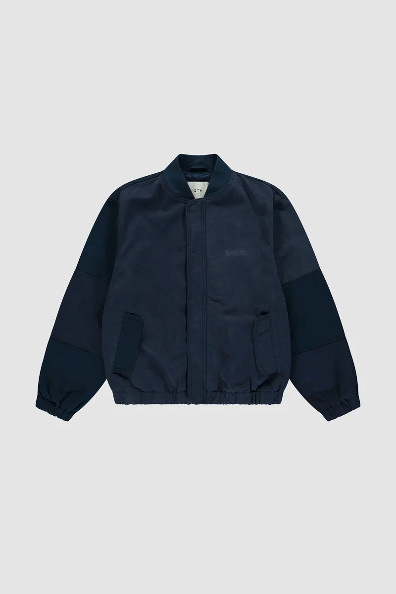 Arte Antwerp CANVAS PANEL BOMBER JACKET Navy