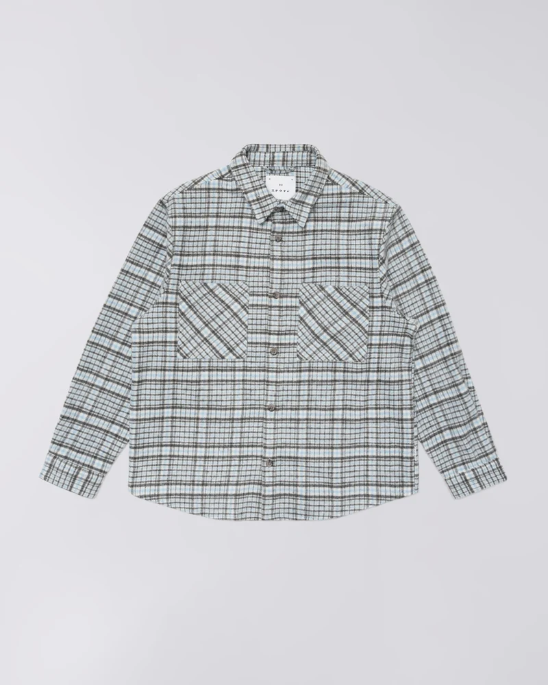 Edwin JULIUS L/S SHIRT Blue / Grey