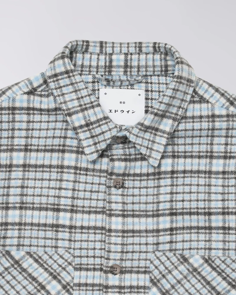 Edwin JULIUS L/S SHIRT Blue / Grey