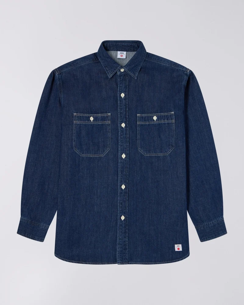 Edwin WORK L/S SHIRT Blue Dark Used