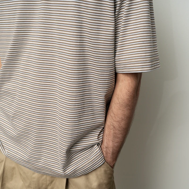 Still by hand - Striped T-shirt - Beige