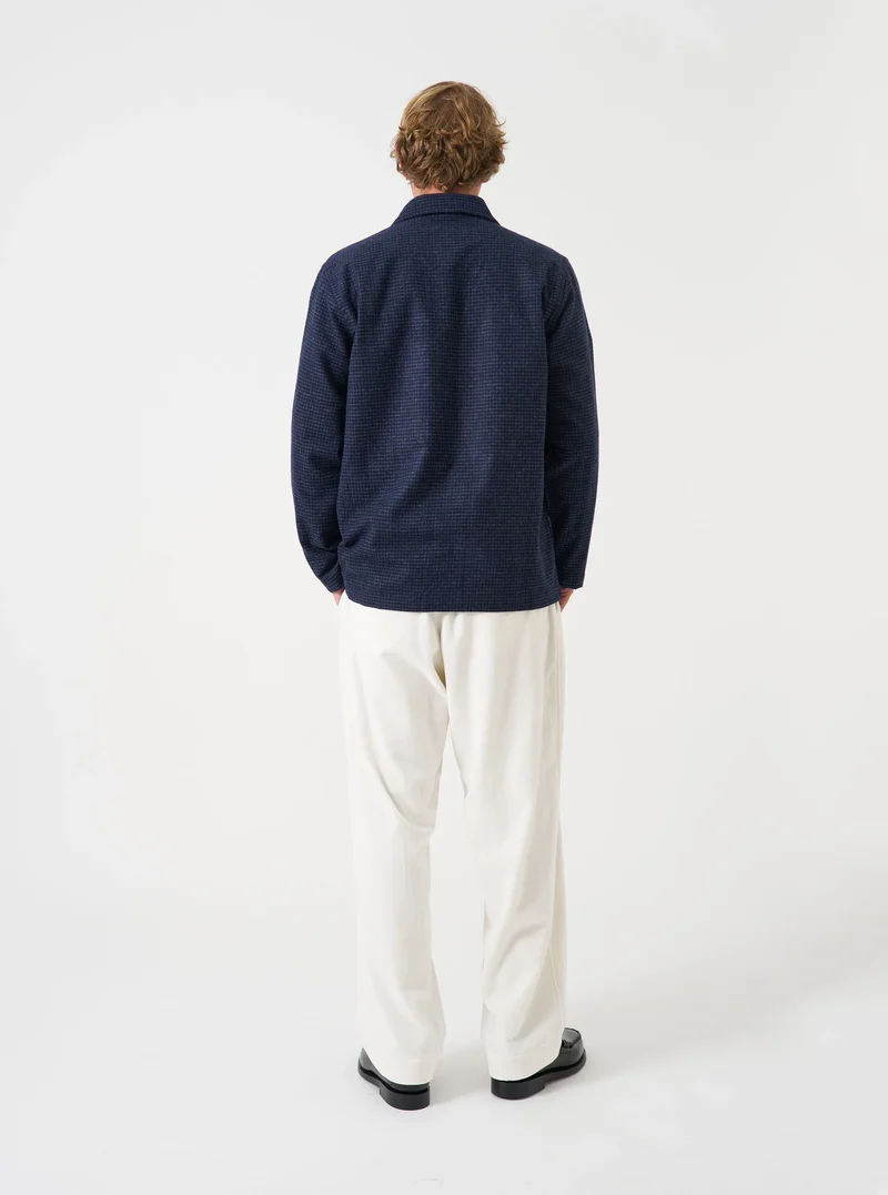 Bobby Wool Mix Bakers Overshirt - Navy Check