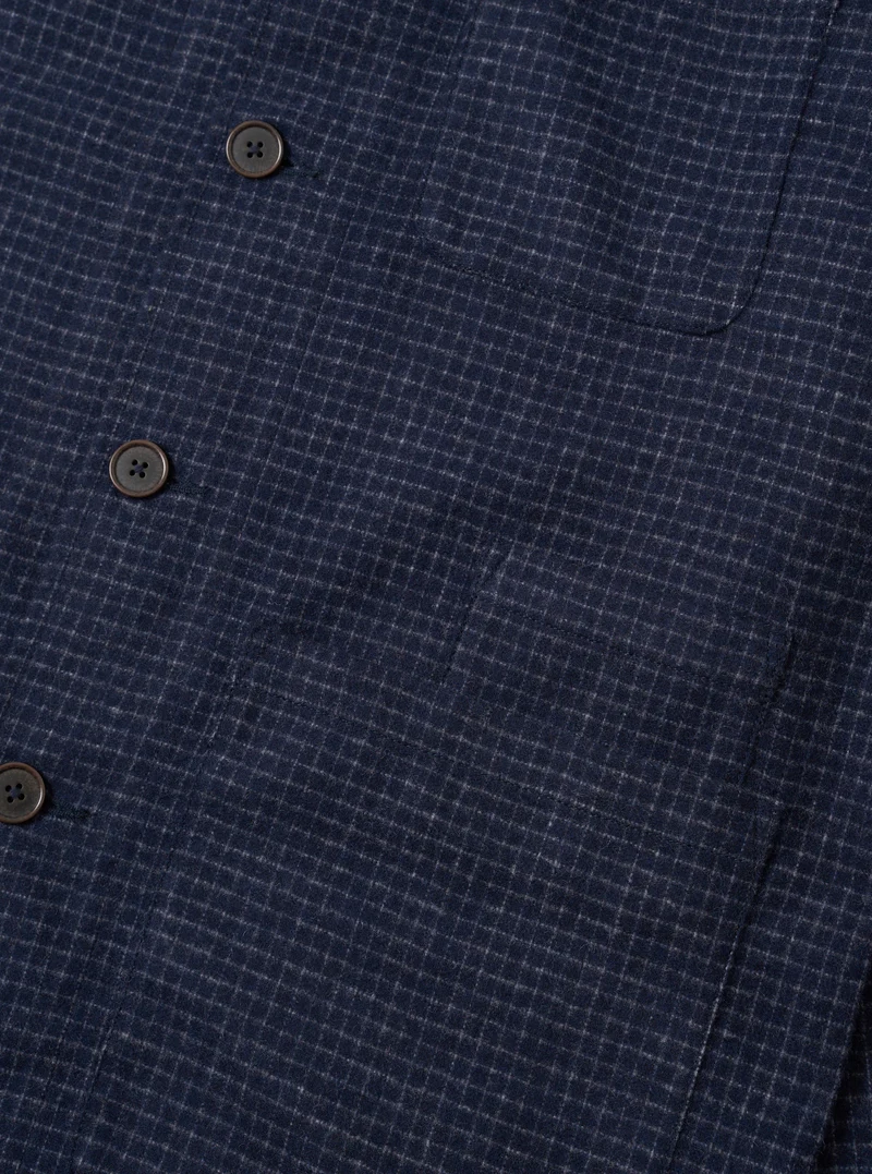 Bobby Wool Mix Bakers Overshirt - Navy Check