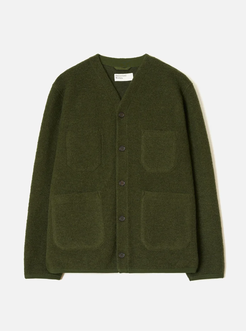 Wool Fleece Cardigan - Olive