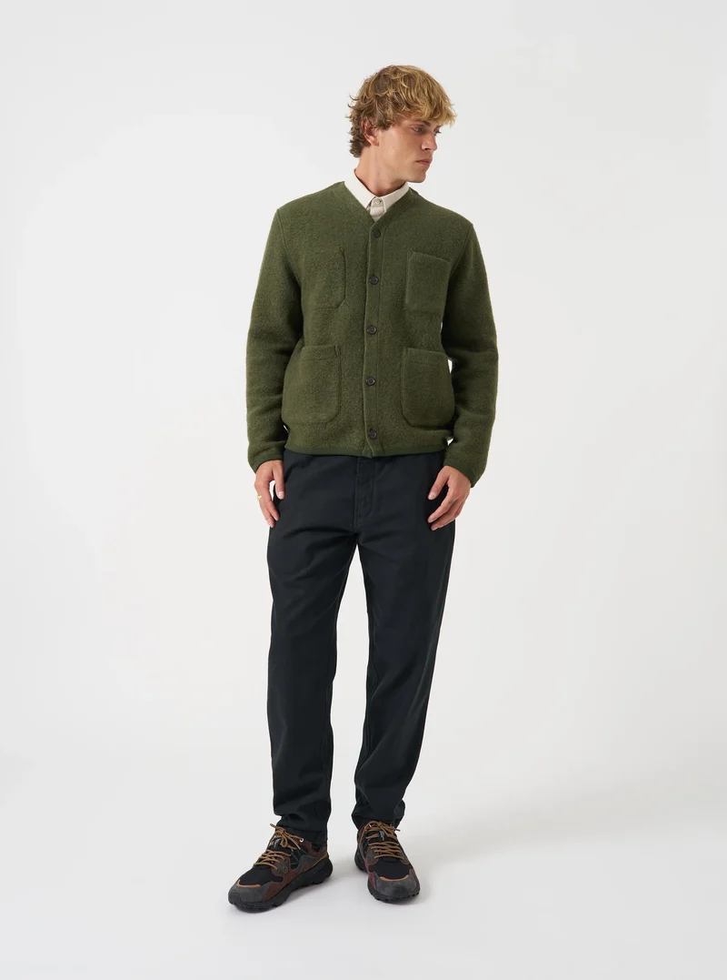 Wool Fleece Cardigan - Olive