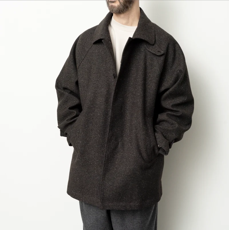 Silk Mixed Wool Coat - Dark Brown