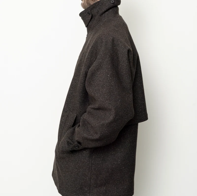 Silk Mixed Wool Coat - Dark Brown