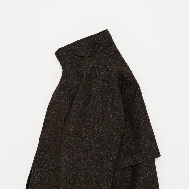 Silk Mixed Wool Coat - Dark Brown